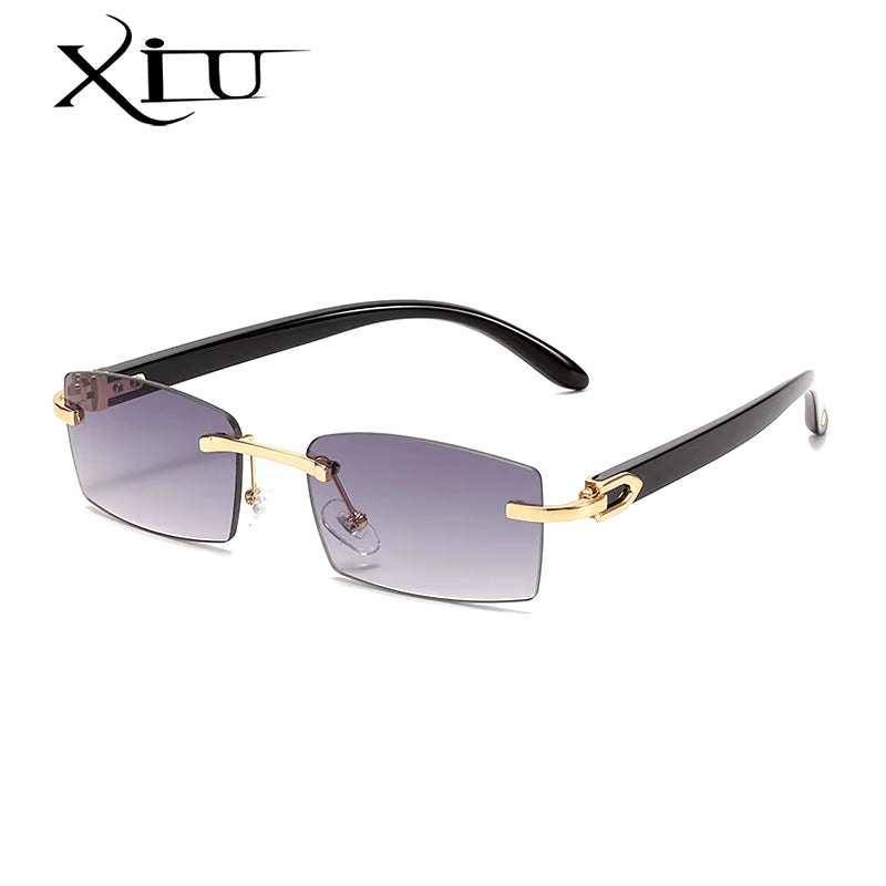 Sunglasses Rimless Rimless horn sunglasses with gold detailing and UV protection, sleek and lightweight design.