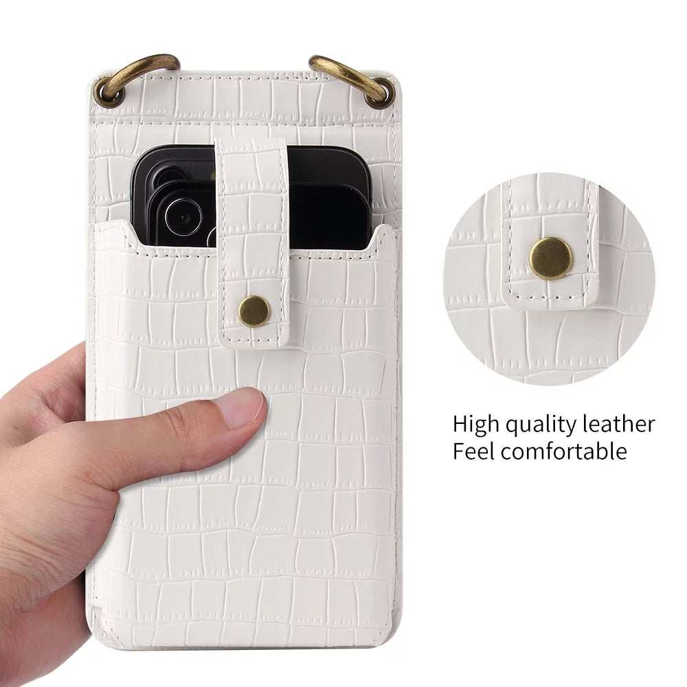 Women's white PU leather shoulder bag with phone compartment, durable and comfortable for travel.