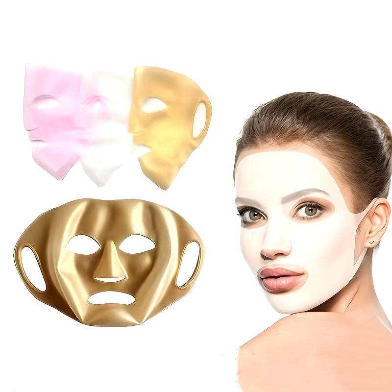 3D silicone face cover for moisturizing and firming, reusable ear-hanging mask.