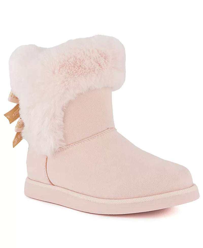 Women's King Cozy Cold Weather Boots - Plush faux suede winter footwear with Juicy Couture logo, memory foam insole, and lightweight design for comfort and style.