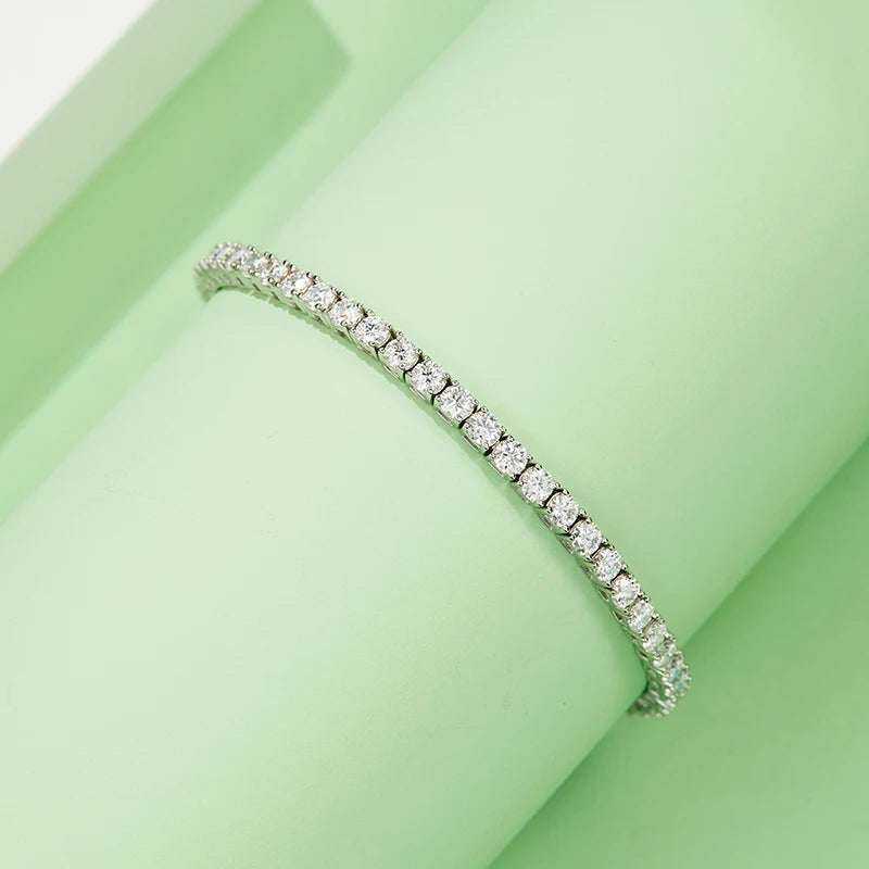 Custom Moissanite Diamond Tennis Bracelet Chain in 925 Silver