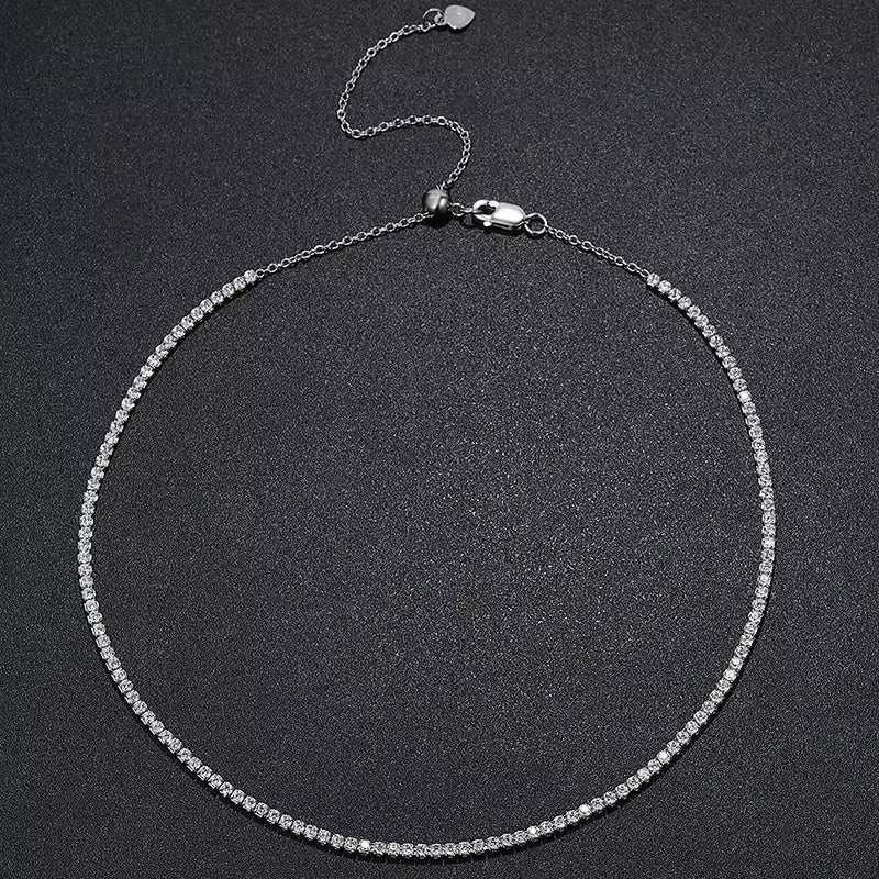Tennis Necklace for Women S925 Silver Plated 18K Gold with Moissanite Stones