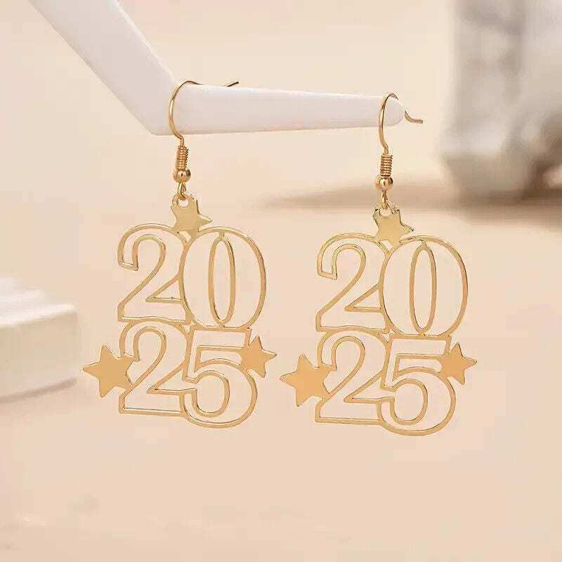 Golden drop and dangle earrings for 2025 New Year's Eve celebration with elegant design and gold-tone metal.