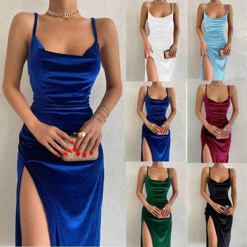 Spring/Summer sexy slim fit split strap dress in various colors.