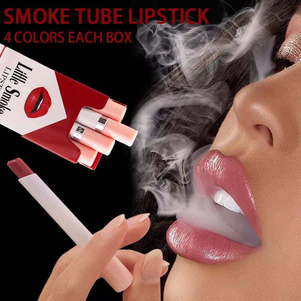 Creative Cigarette Lipstick Set with 4 Matte Colors, Waterproof and Long-Lasting.