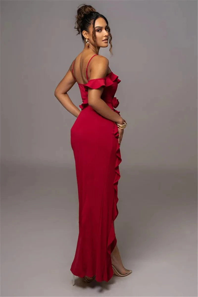 Elegant Ruffle Sexy Maxi Dress Women