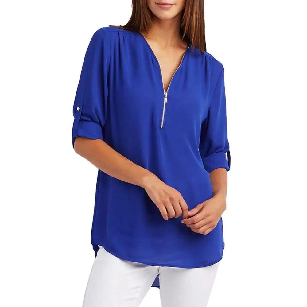 V Neck Half Sleeve Loose Top Women's Clothing