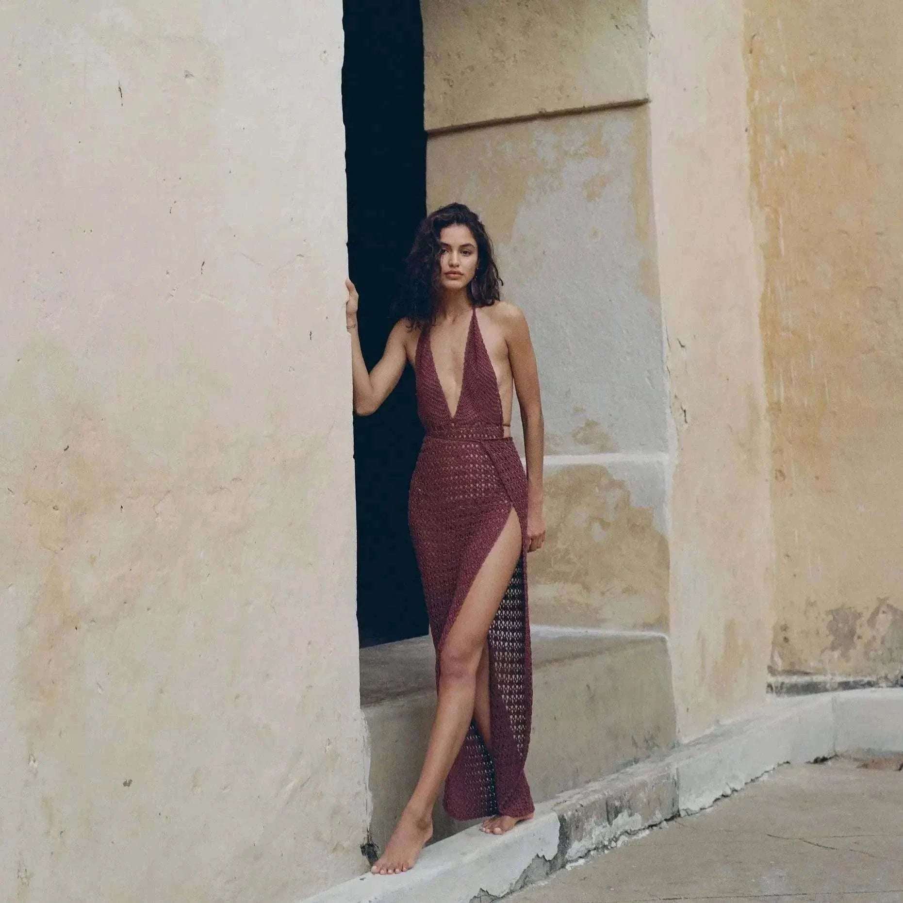 Sexy Deep V Neck Backless Knit