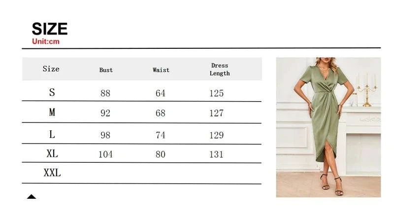 Elegant Satin Summer Women Dress Short Sleeve
