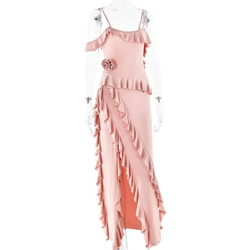Elegant Ruffle Sexy Maxi Dress Women