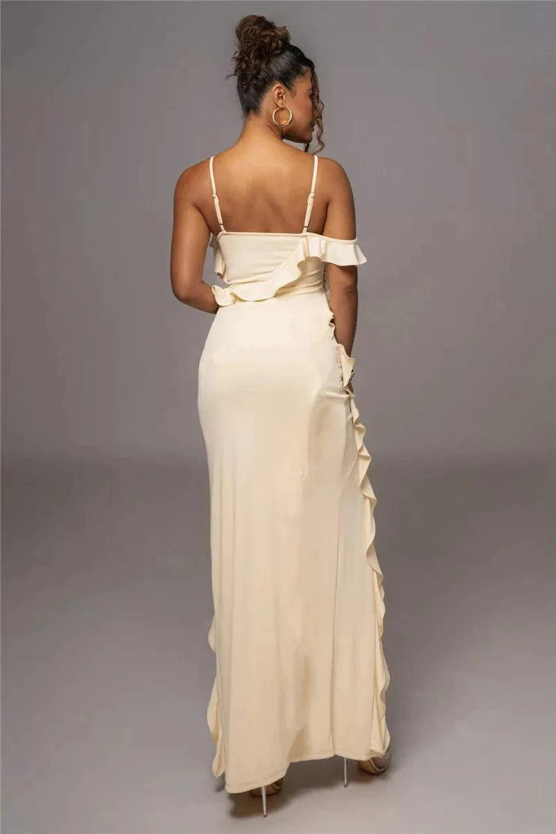 Elegant Ruffle Sexy Maxi Dress Women