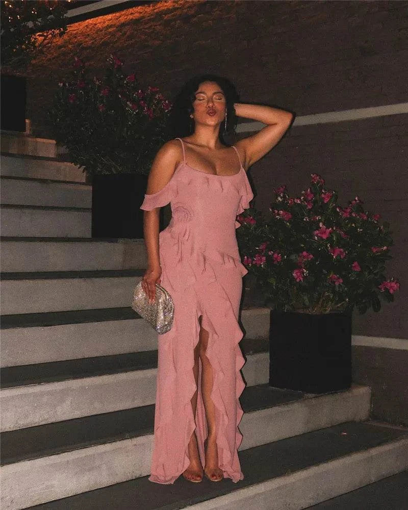 Elegant Ruffle Sexy Maxi Dress Women