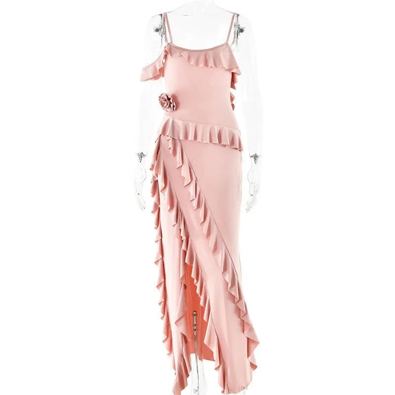Elegant Ruffle Sexy Maxi Dress Women