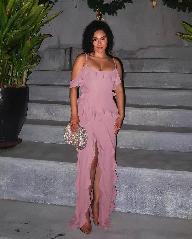 Elegant Ruffle Sexy Maxi Dress Women
