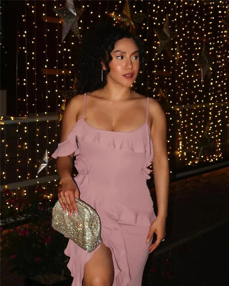 Elegant Ruffle Sexy Maxi Dress Women