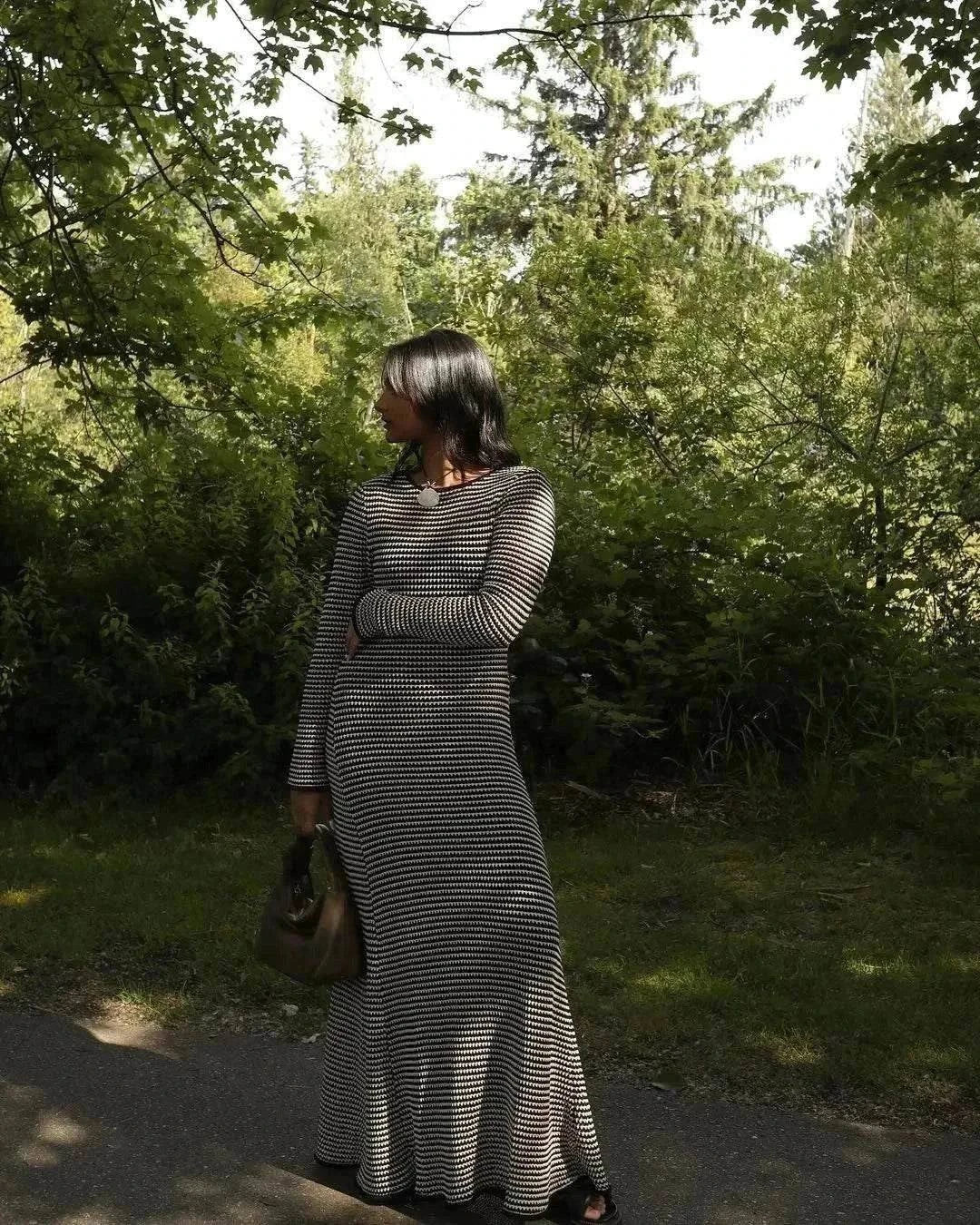 Maxi Dress Elegant Long Sleeve