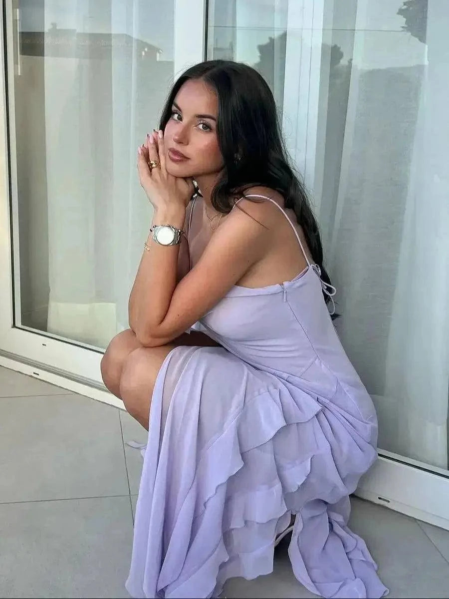 woman elegant sling dress fashion