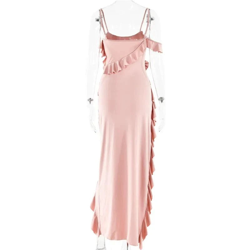 Elegant Ruffle Sexy Maxi Dress Women