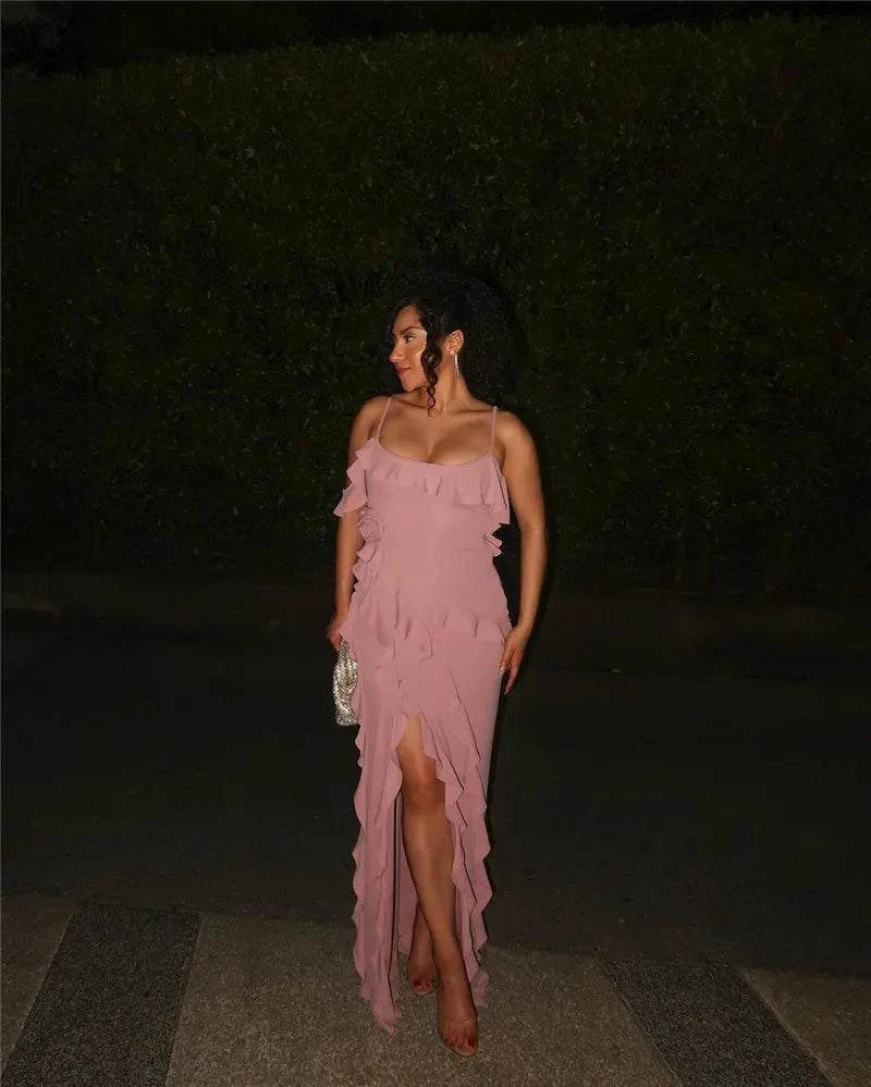Elegant Ruffle Sexy Maxi Dress Women