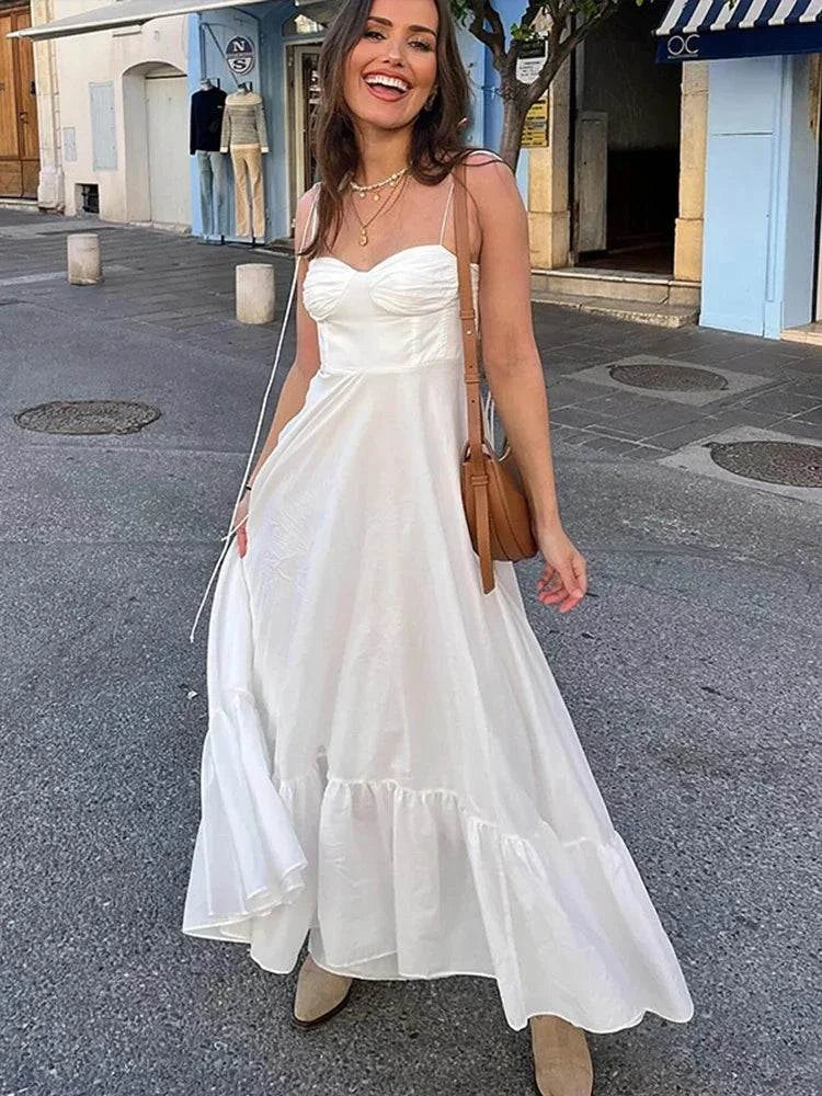 Women Fashion Summer Sleeveless Beach Long Dress