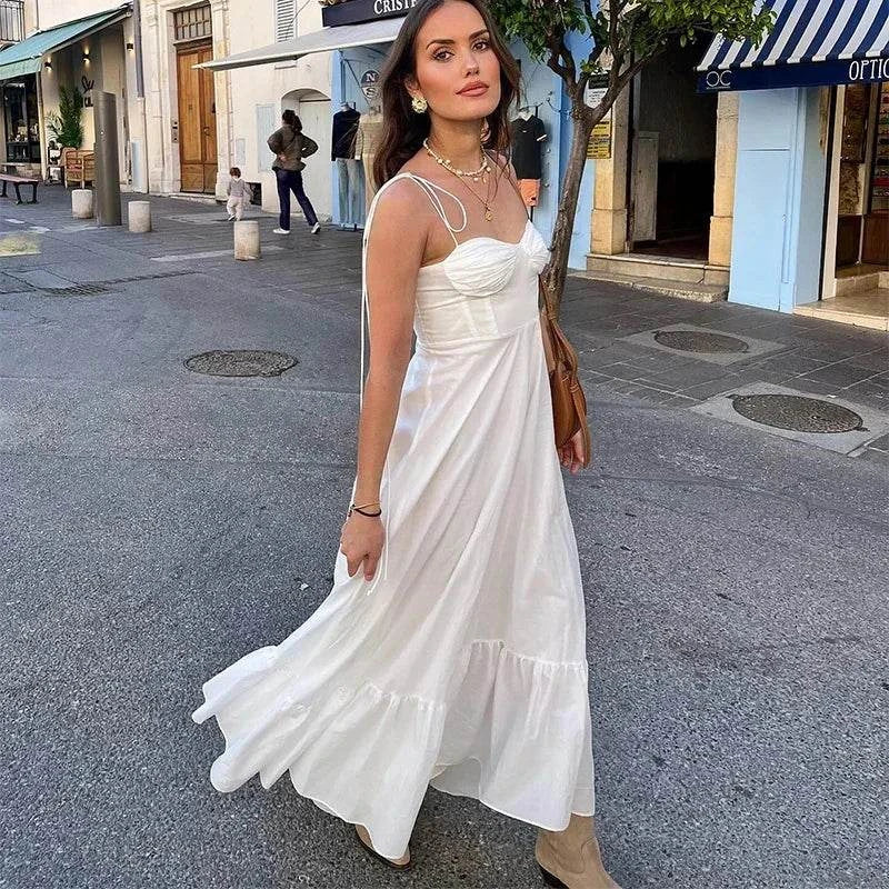 Women Fashion Summer Sleeveless Beach Long Dress