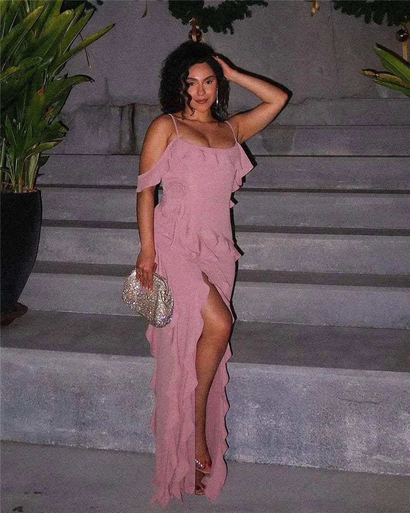 Elegant Ruffle Sexy Maxi Dress Women