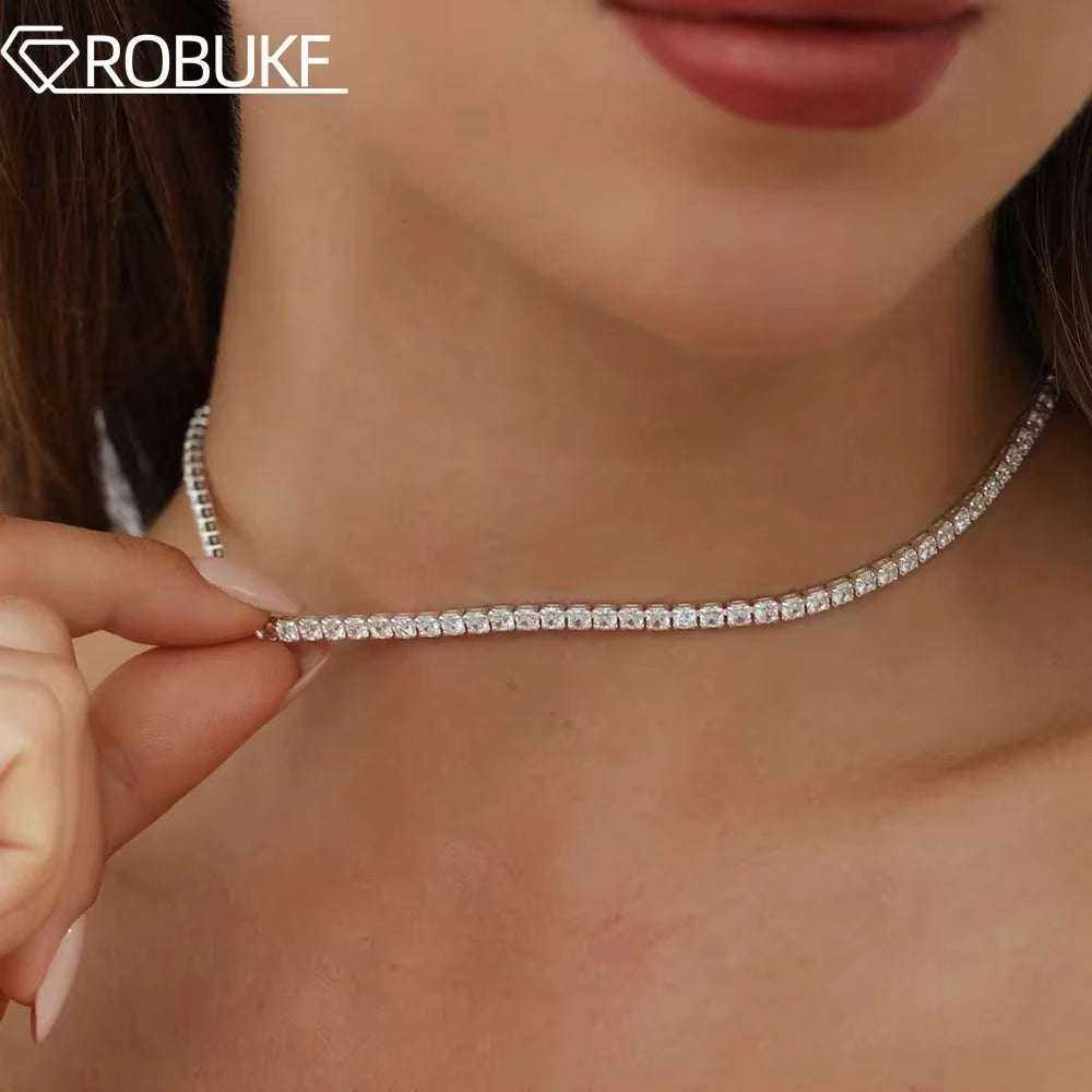 Tennis Necklace for Women - S925 Silver Plated 18K Gold with Sparkling Rhinestones