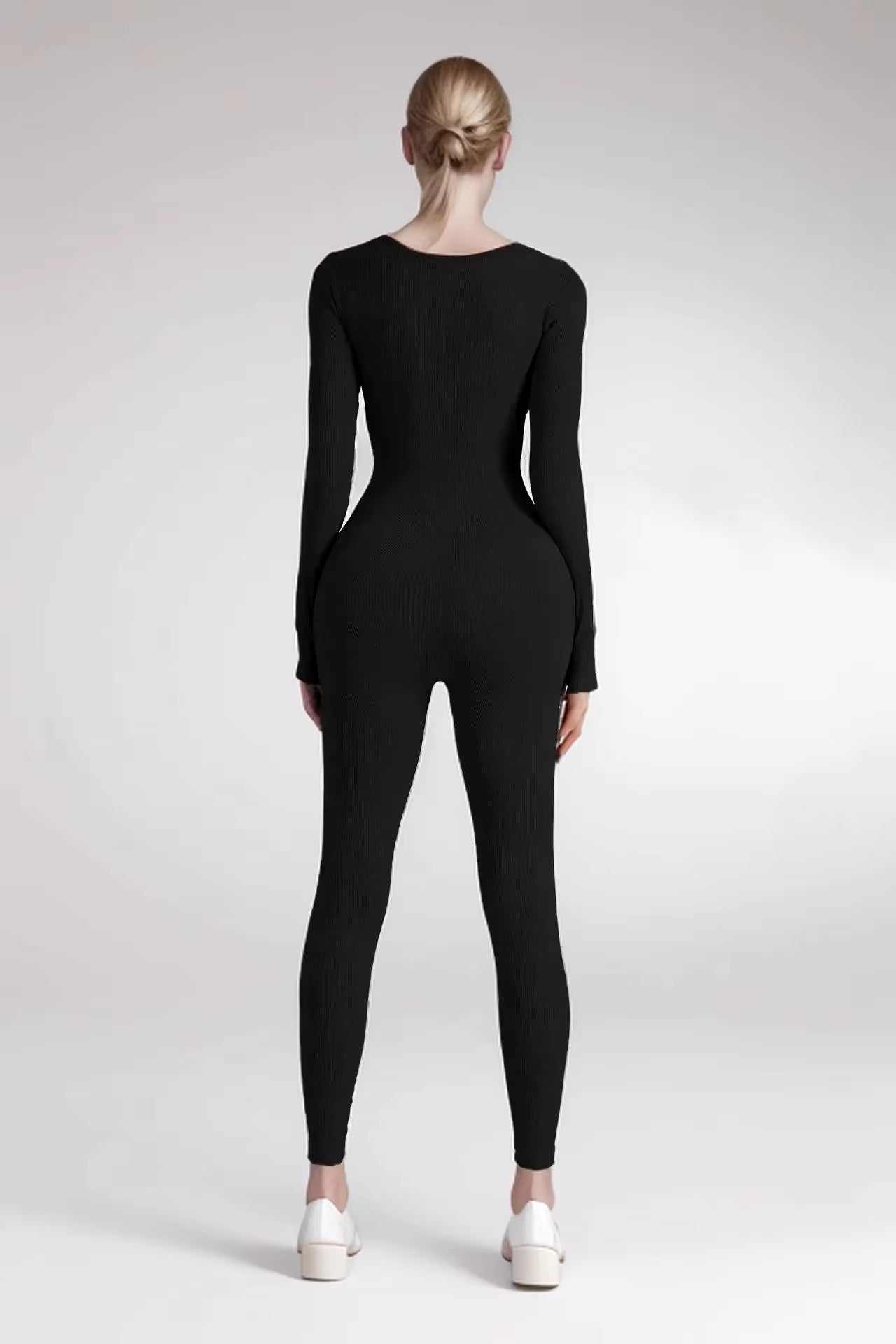 New threaded fabric high-quality women's long jumpsuit, shapewear hip lift design, ideal for yoga and fitness.