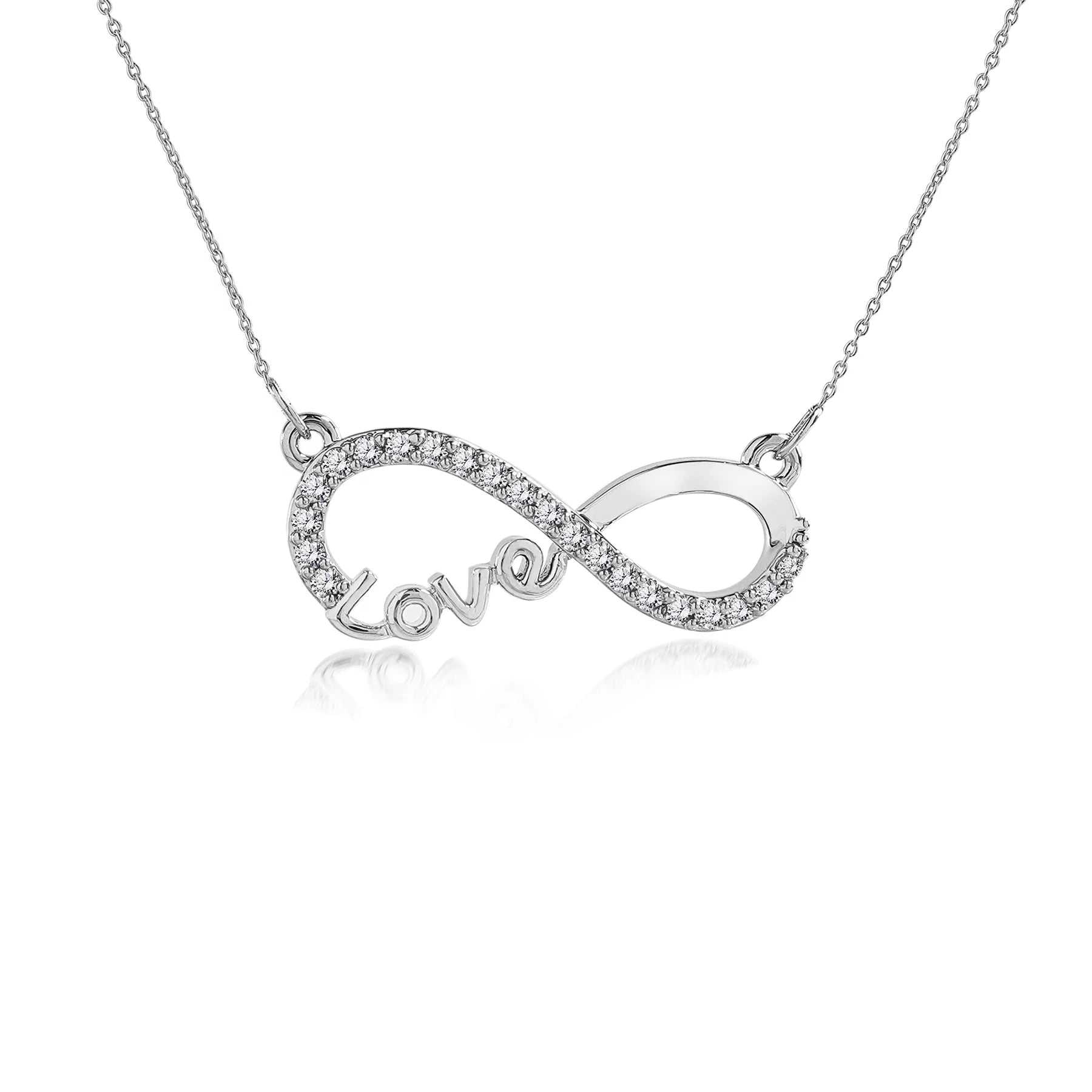 Infinity Love Pendant Necklace in 18K Yellow Gold Plated, meaningful jewelry for her, anniversary gift with cubic zirconia.