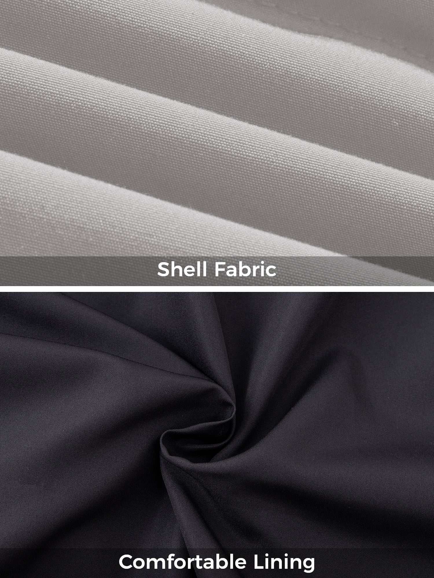 Shell fabric and comfortable lining of the women's waterproof puffer jacket.