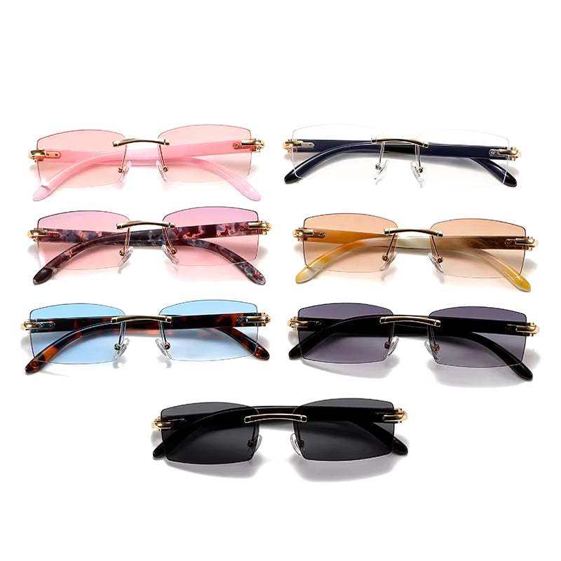 Sunglasses Rimless Rimless Horn Sunglasses, lightweight and trendy eyewear in various colors, featuring UV-400 protection and modern design.