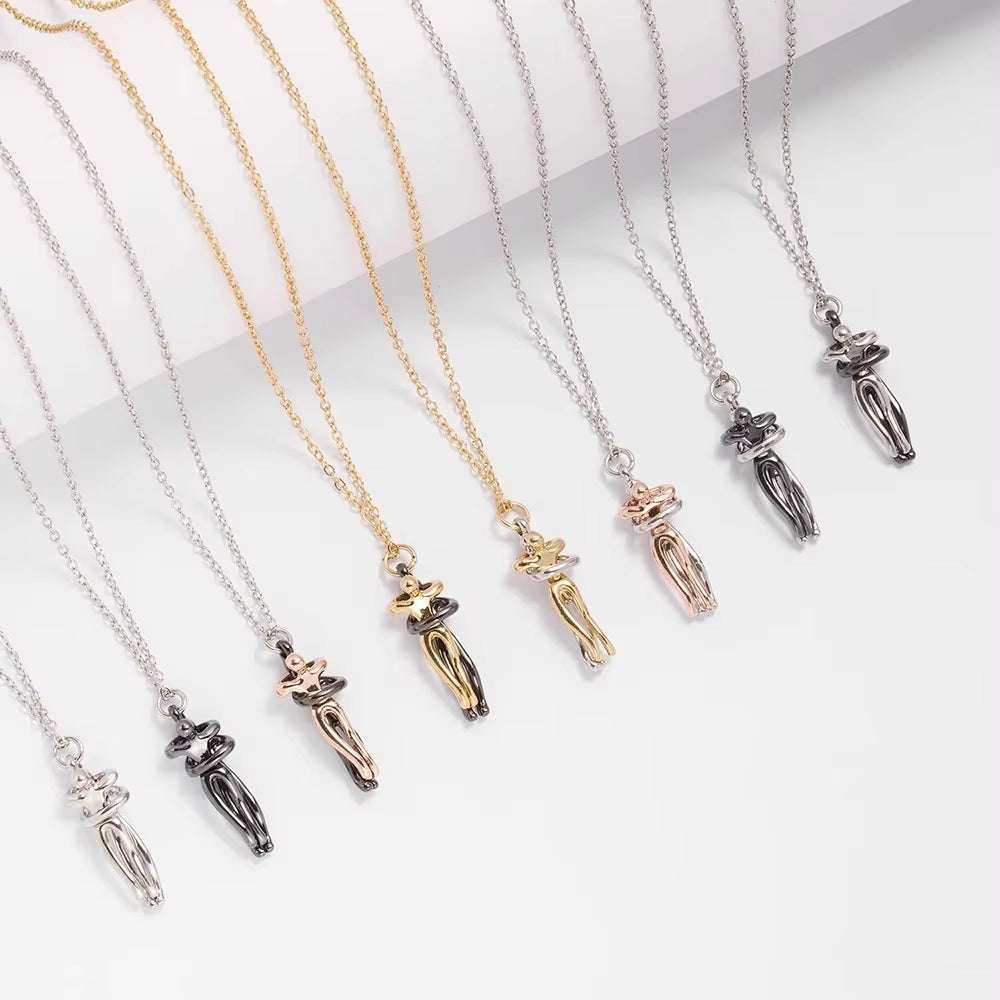 Fashion hugging choker pendant necklaces in various metallic colors displayed on a white surface.