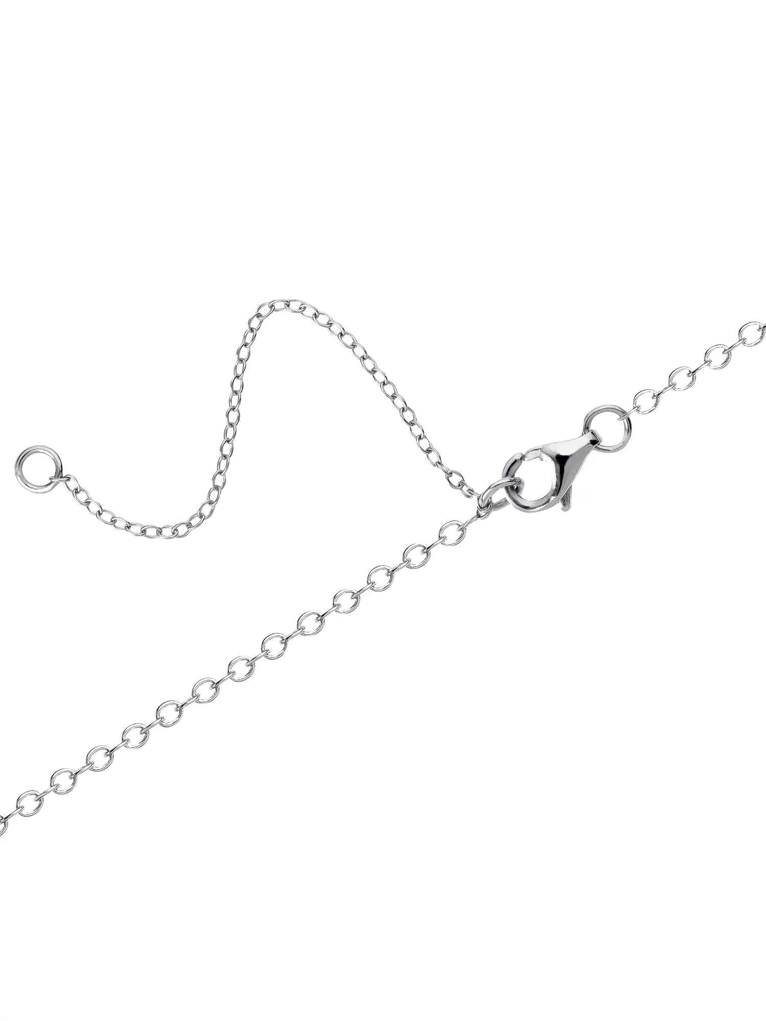 Silver-plated heart pendant necklace with cubic zirconia on an 18-inch chain.