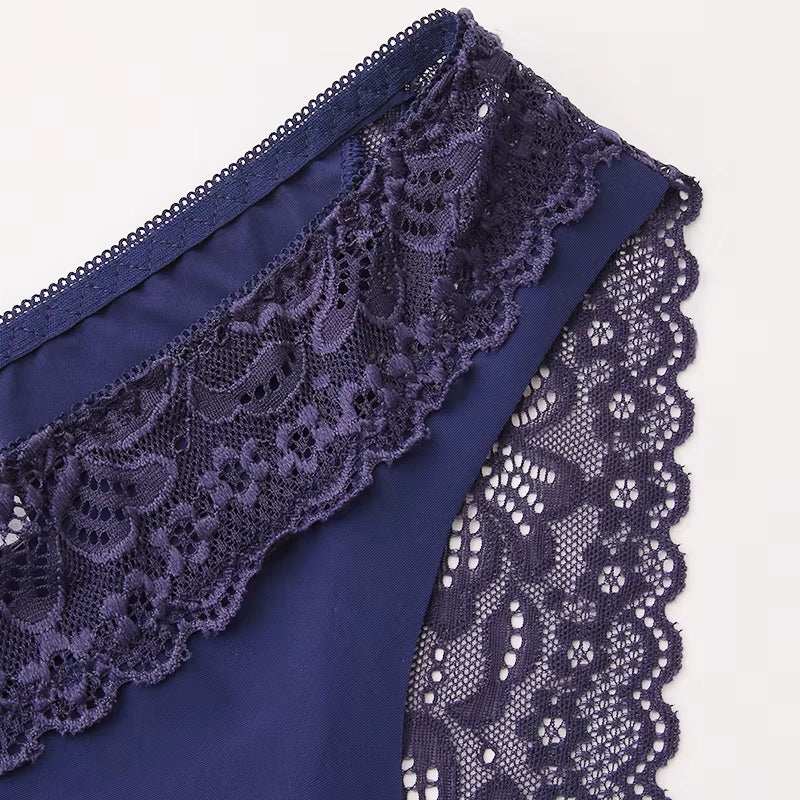 Lace and silk satin sexy lingerie panties with elegant detailing.